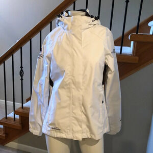 Eddie Bauer Weather Edge Waterproof Seam Sealed Jacket White + Black Trim Sz S